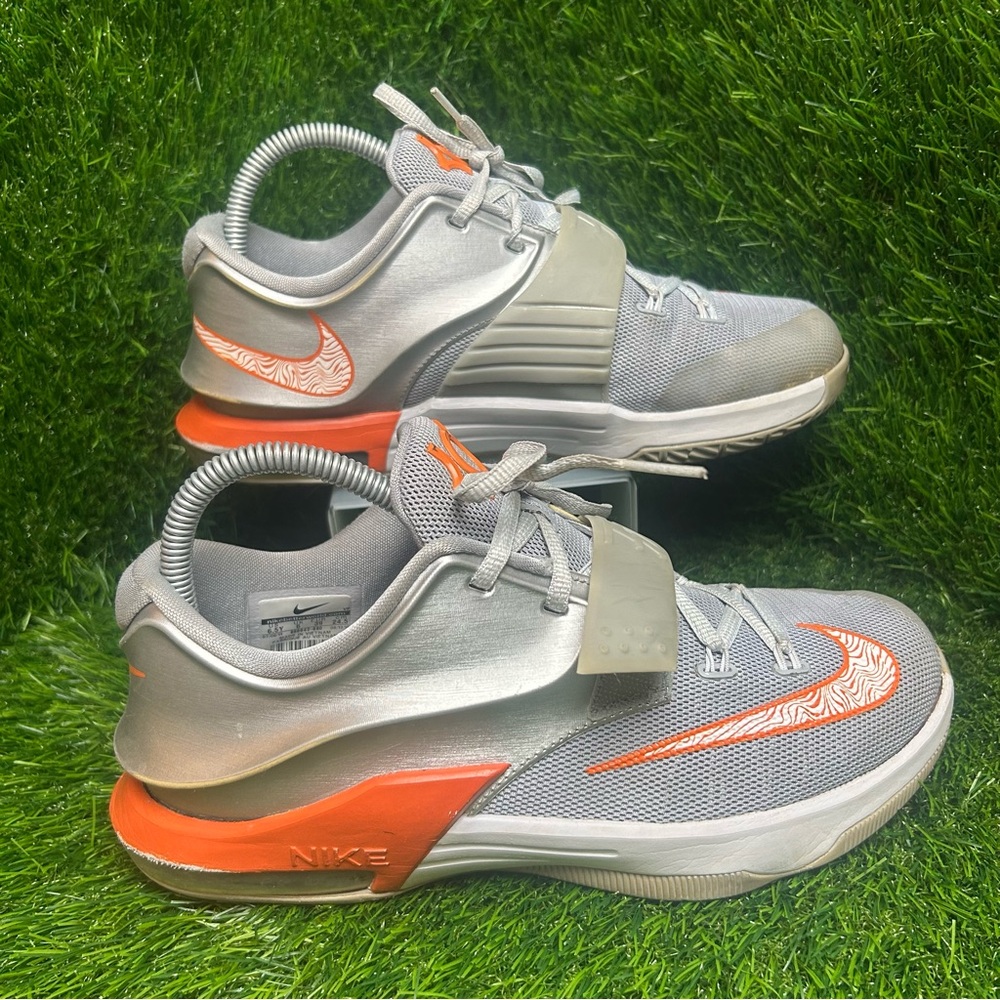 Nike KD 7 GS Metallic Silver Orange Basketball Shoes 669942-080 Mens 6.5Y